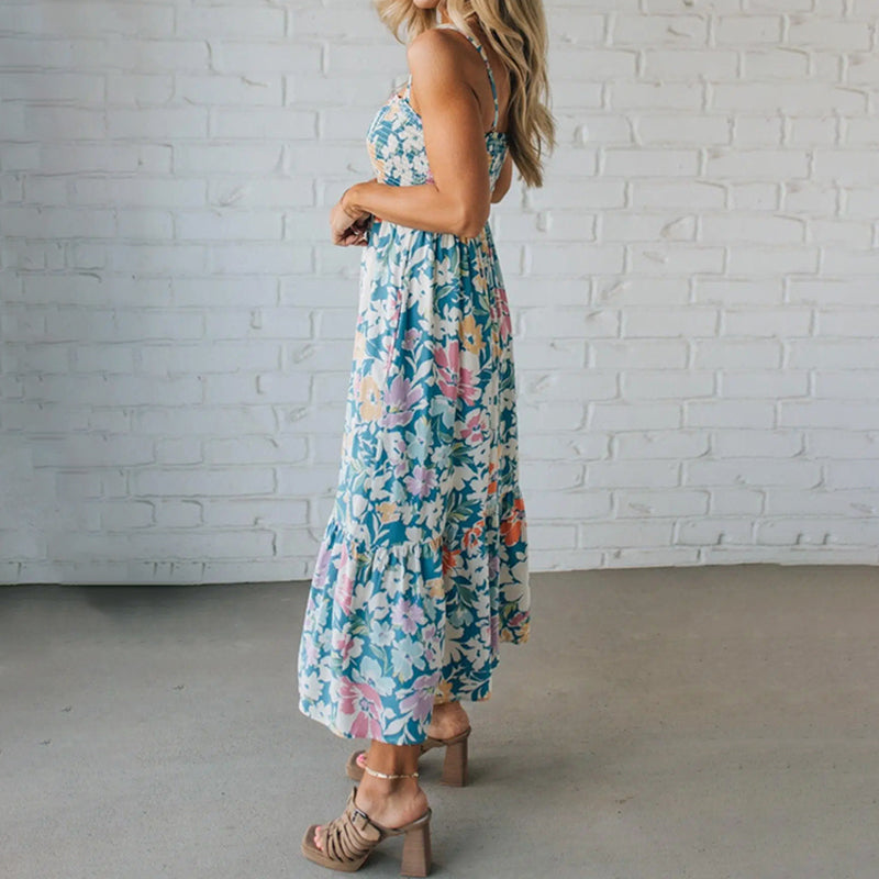 Joyce | Floral Maxi Dress with Smocked Bodice