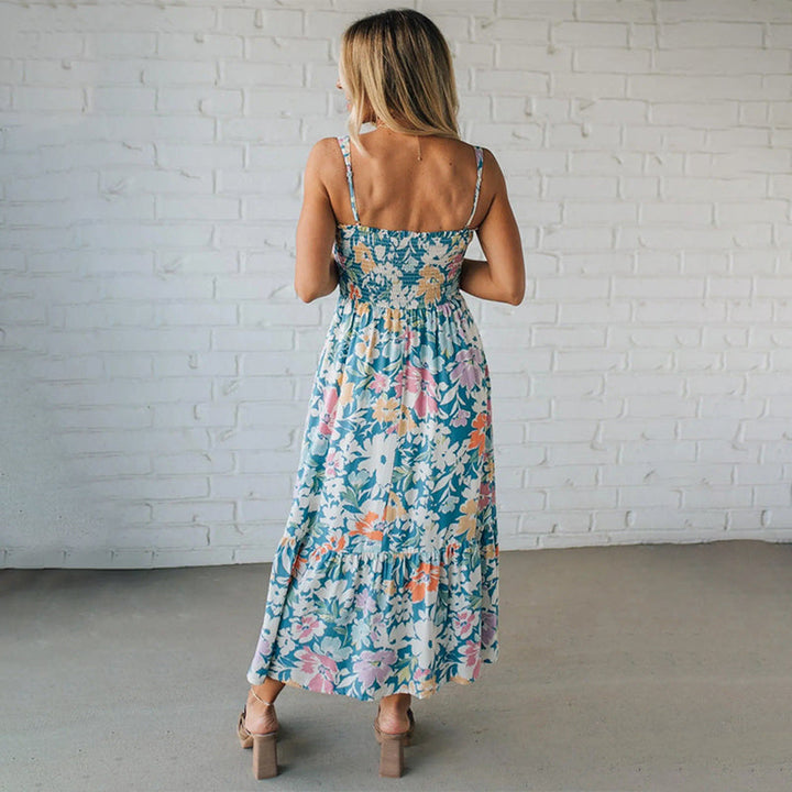 Joyce | Floral Maxi Dress with Smocked Bodice