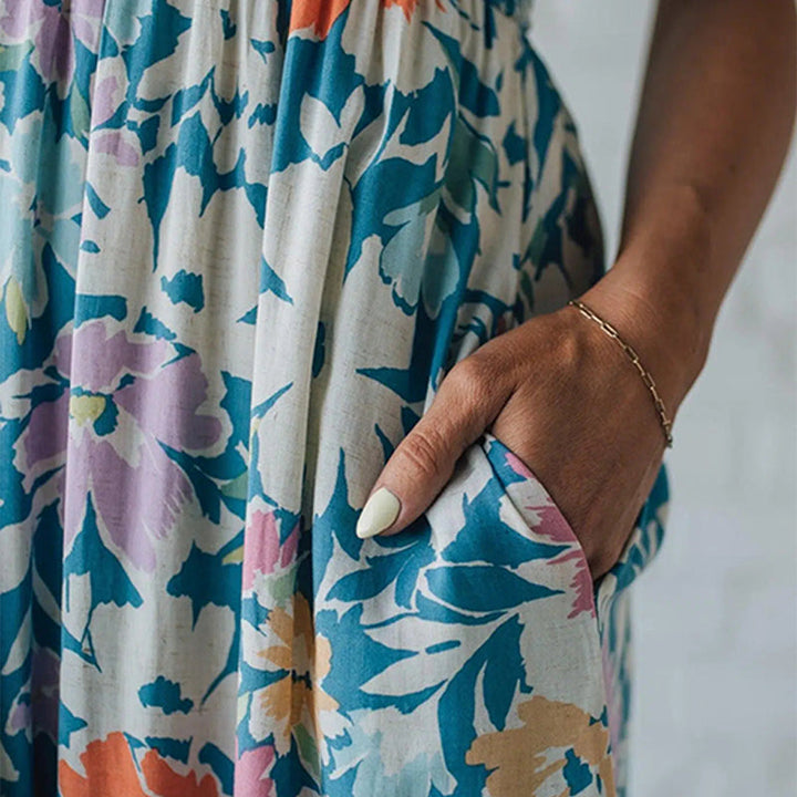 Joyce | Floral Maxi Dress with Smocked Bodice